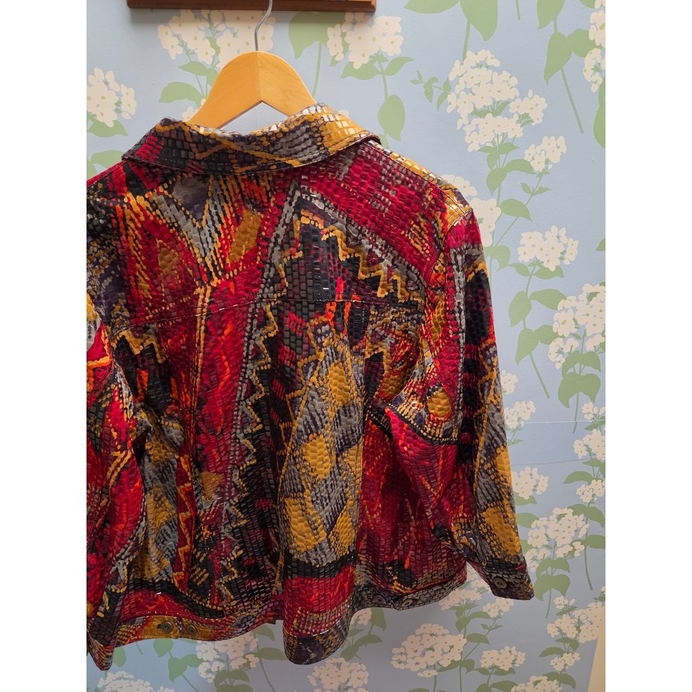 Ruby Rd Woman Multi Color Snakeskin Textured Abstract Print Jacket 16W - Picture 8 of 11